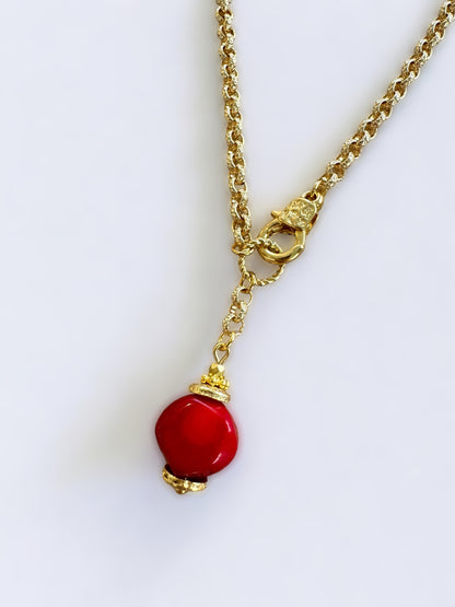 Collier Ipanema en Bambou corail rouge