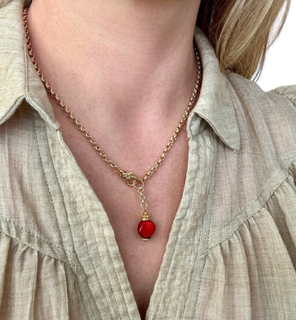 Collier Ipanema en Bambou corail rouge