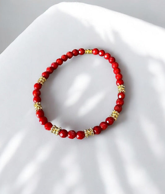 Bracelet Eden en Bambou corail rouge pierres fines