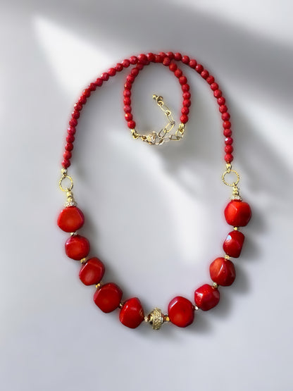 Collier Frida en Bambou corail rouge