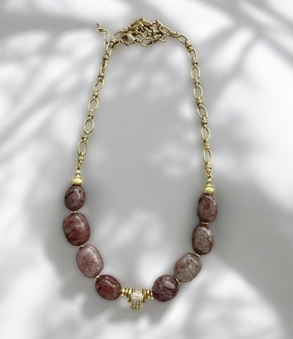 Collier Frida en Quartz fraise