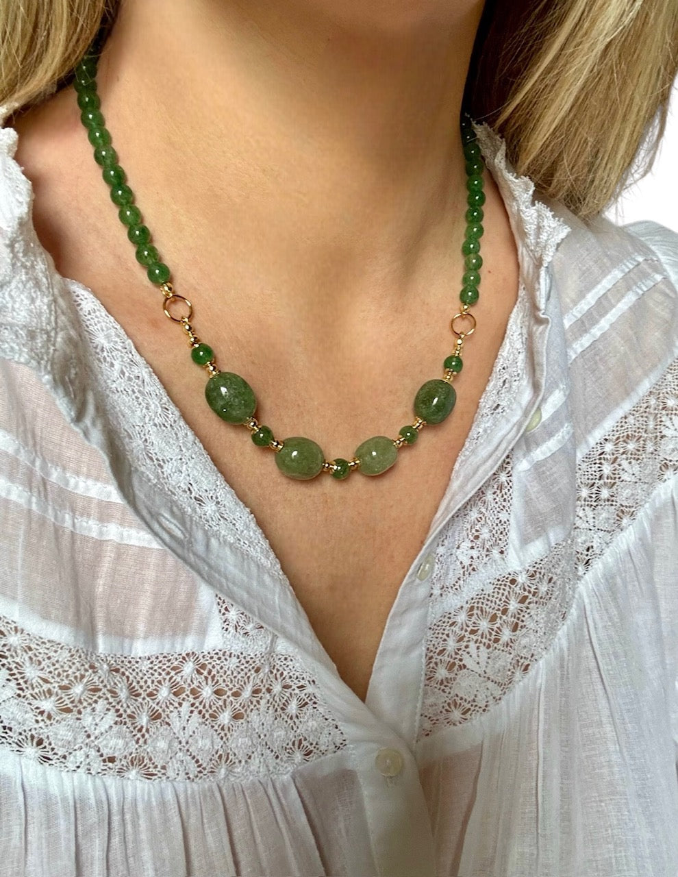 Collier Frida en Quartz fraise vert