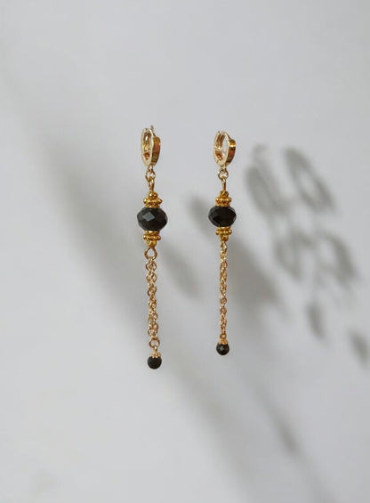 Boucles d'oreilles Lima en Obsidienne dorée