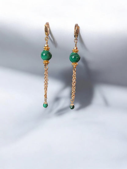 Boucles d'oreilles Lima en Malachite