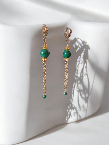 Boucles d'oreilles Lima en Malachite