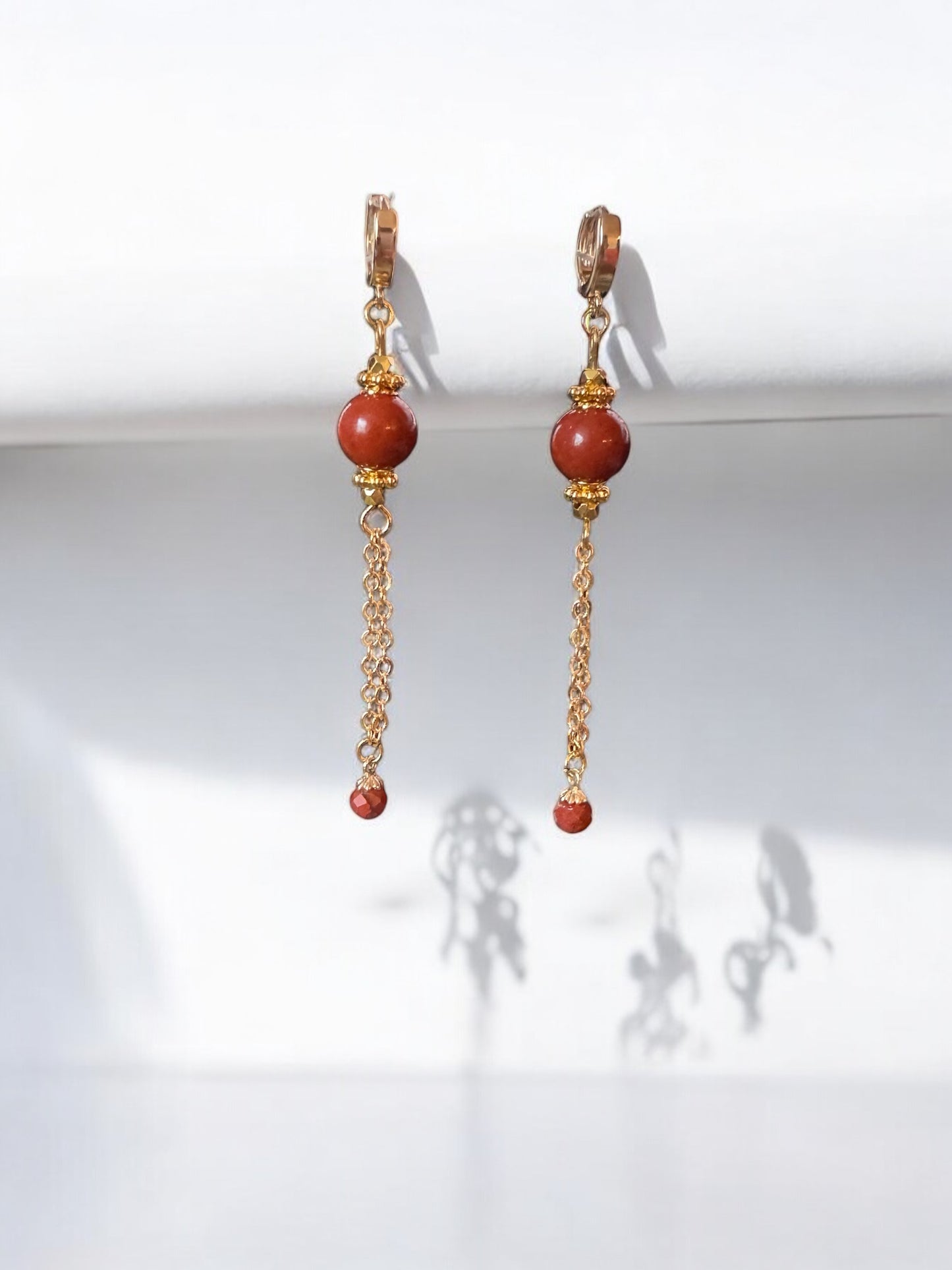 Boucles d'oreilles Lima en Jaspe rouge