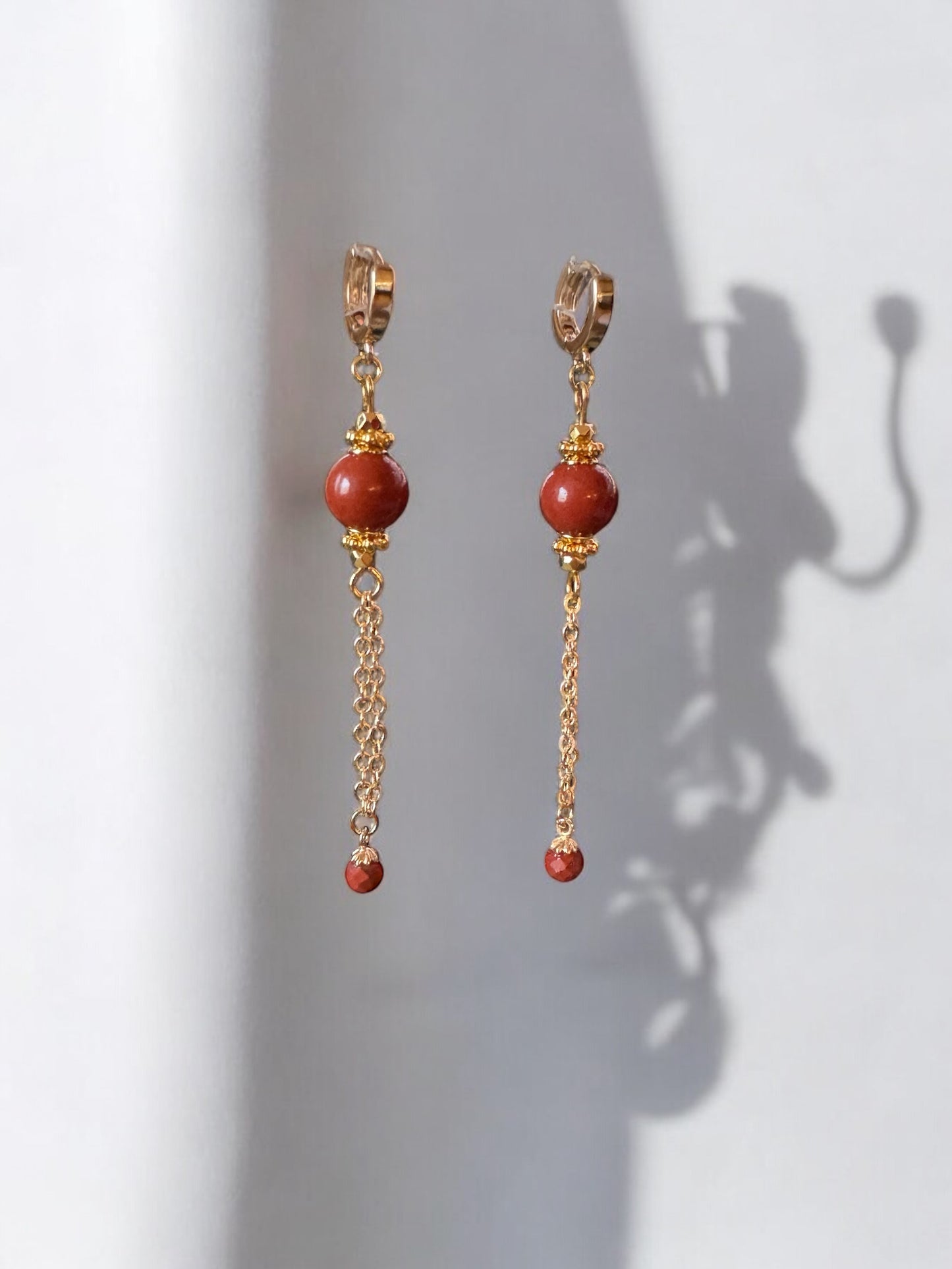 Boucles d'oreilles Lima en Jaspe rouge