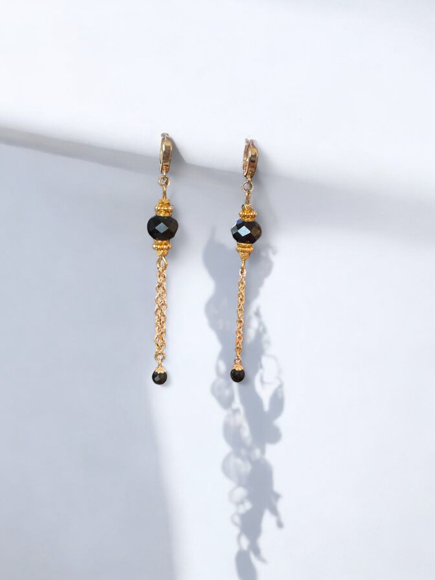 Boucles d'oreilles Lima en Obsidienne dorée