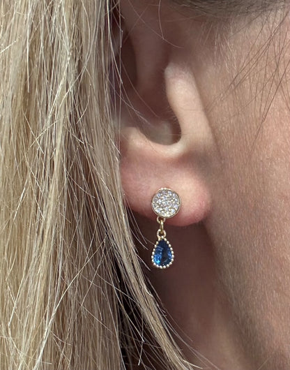 Boucles d'oreilles Orphée avec gouttes en zirconium bleu " saphir "