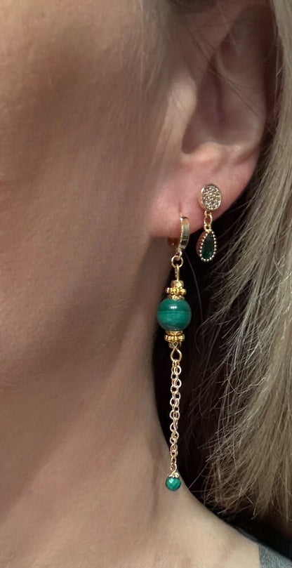 Boucles d'oreilles Lima en Malachite