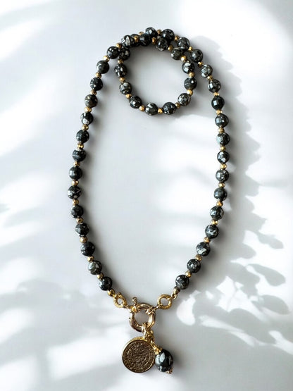 Collier Athena en Obsidienne mouchetée