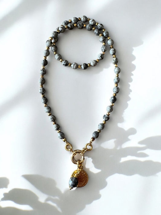 Collier Athena en Jaspe map grise