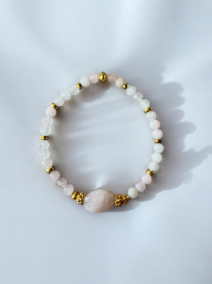 Bracelet Eden en Quartz rose ovale et pierres fines