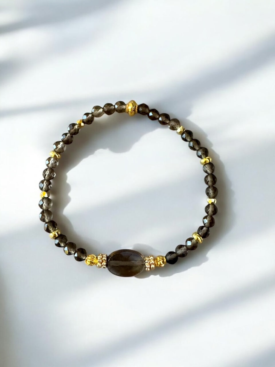 Bracelet Eden en Quartz fumé ovale et pierres fines