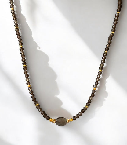 Collier Eden en Quartz fumé ovale et pierres fines