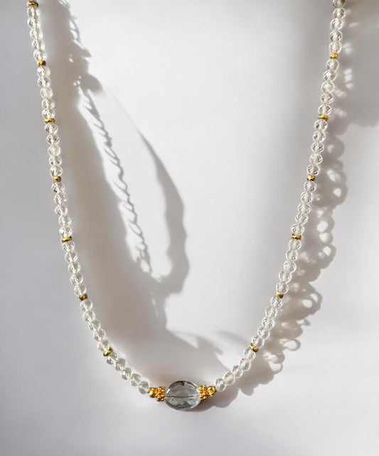 Collier Eden en Cristal de Roche ovale et pierres fines