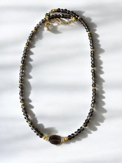 Collier Eden en Quartz fumé ovale et pierres fines