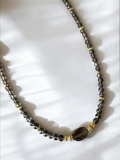 Collier Eden en Quartz fumé ovale et pierres fines