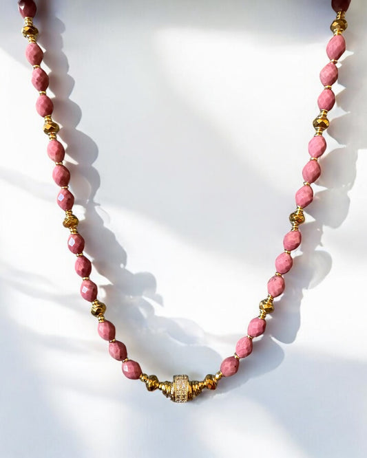Collier Éclipse en Rhodonite