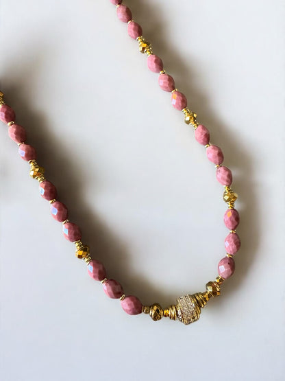 Collier Éclipse en Rhodonite