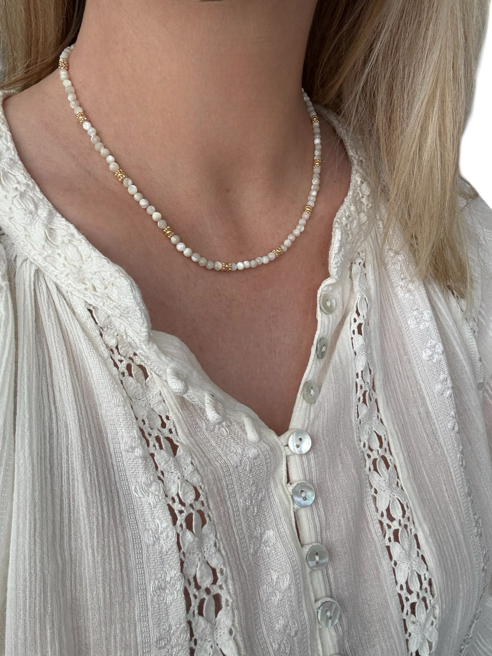 Collier Eden en Nacre blanche pierres fines