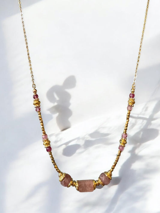 Collier Olympe en Quartz fraise