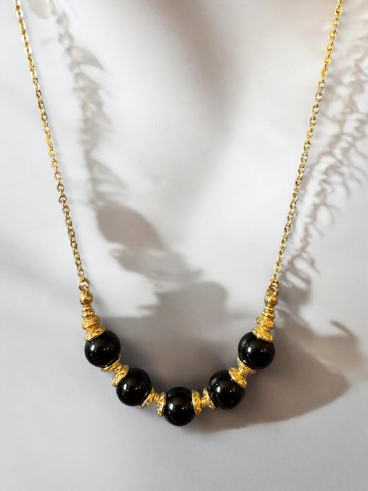 Collier Lioréa en Onyx noir sur chaine fine