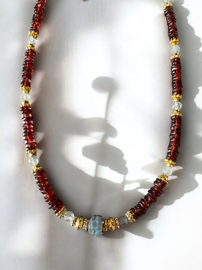 Collier Malibu en Grenat et Labradorite