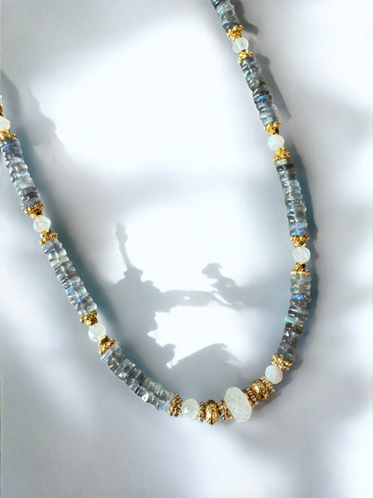 Collier Malibu en Labradorite et Pierre de lune