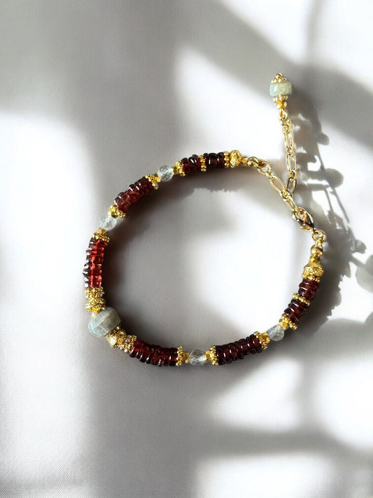 Bracelet Malibu en Grenat et Labradorite