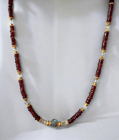 Collier Malibu en Grenat et Labradorite