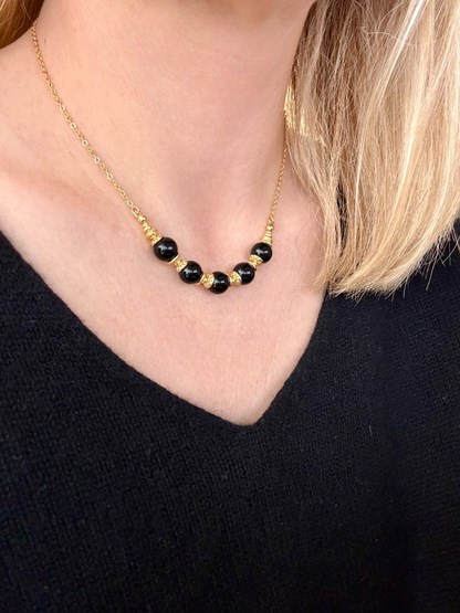 Collier Lioréa en Onyx noir sur chaine fine