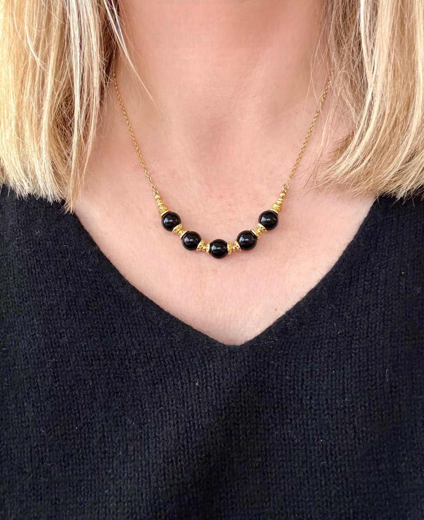 Collier Lioréa en Onyx noir sur chaine fine