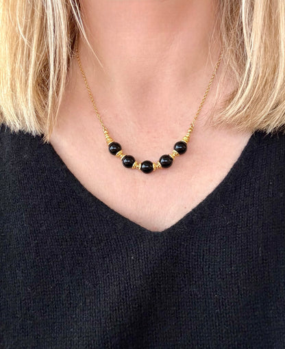 Collier Lioréa en Onyx noir sur chaine fine