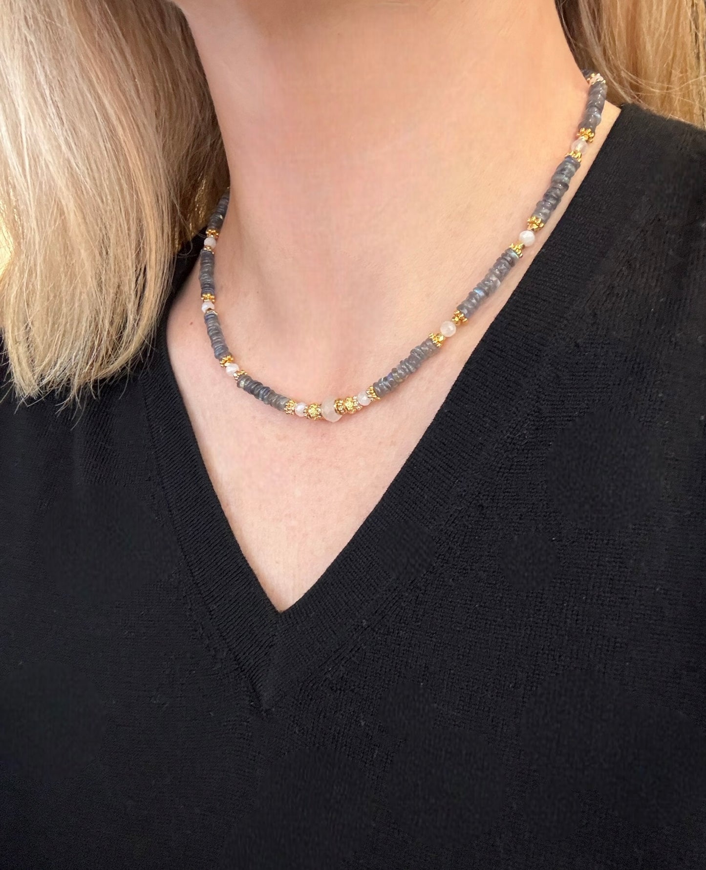 Collier Malibu en Labradorite et Pierre de lune