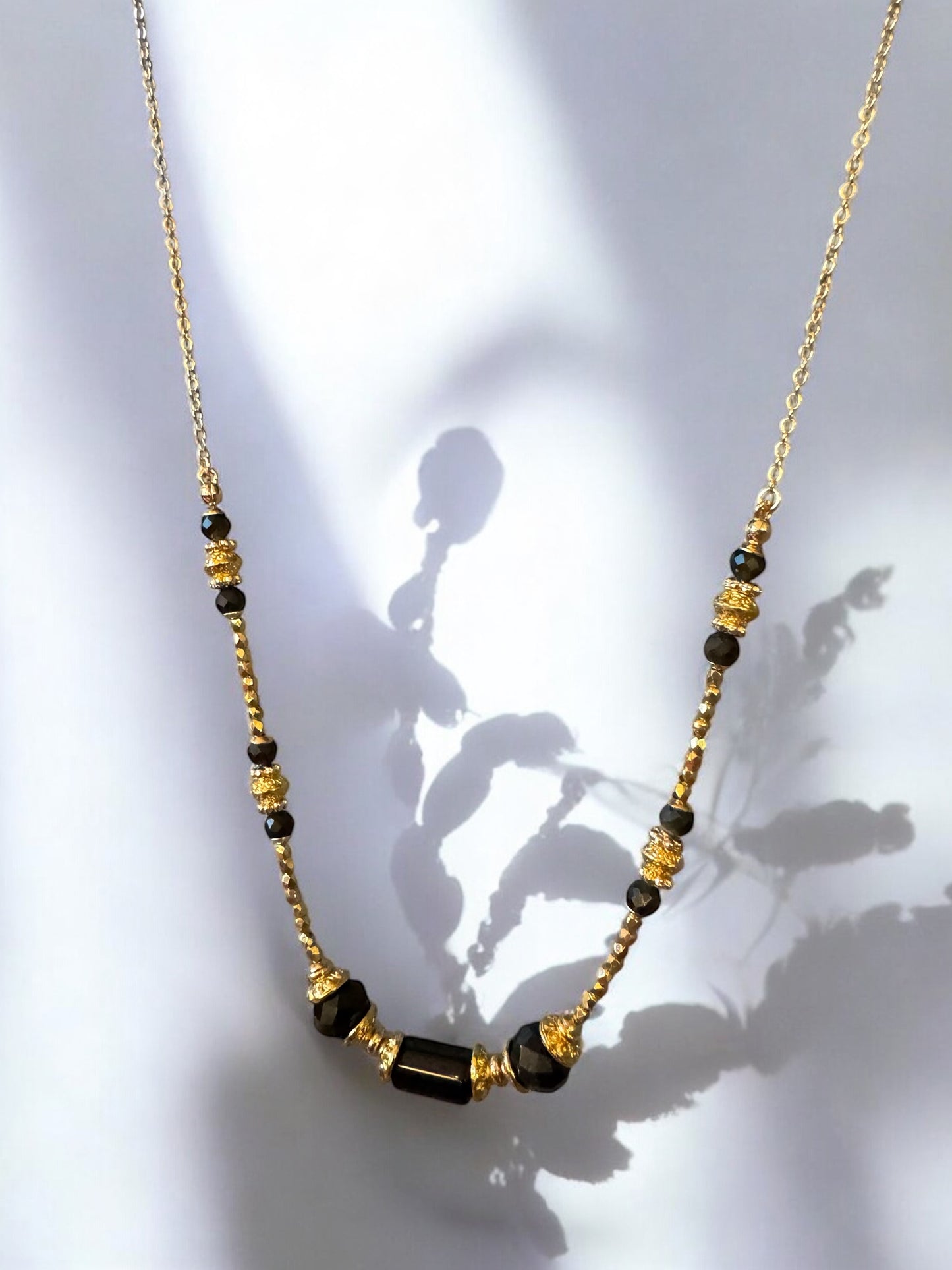 Collier Olympe en Obsidienne dorée