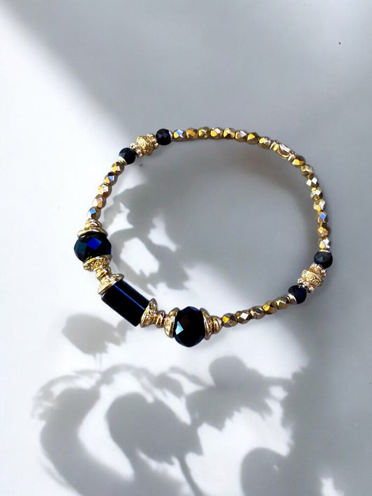 Bracelet Olympe en Obsidienne dorée