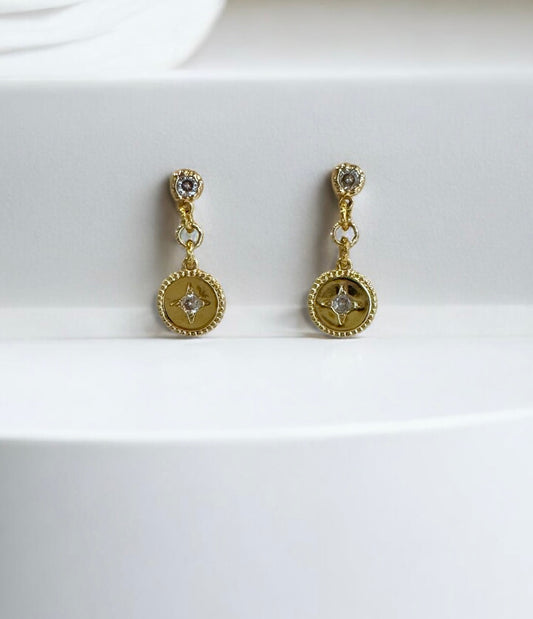 Boucles d'oreilles Orphée médaille étoilée