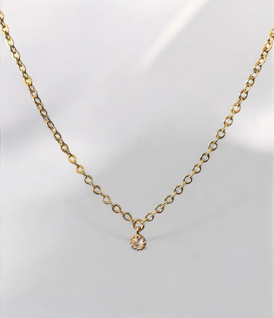 Collier ras de cou Orphée solitaire zirconium sur chaine fine