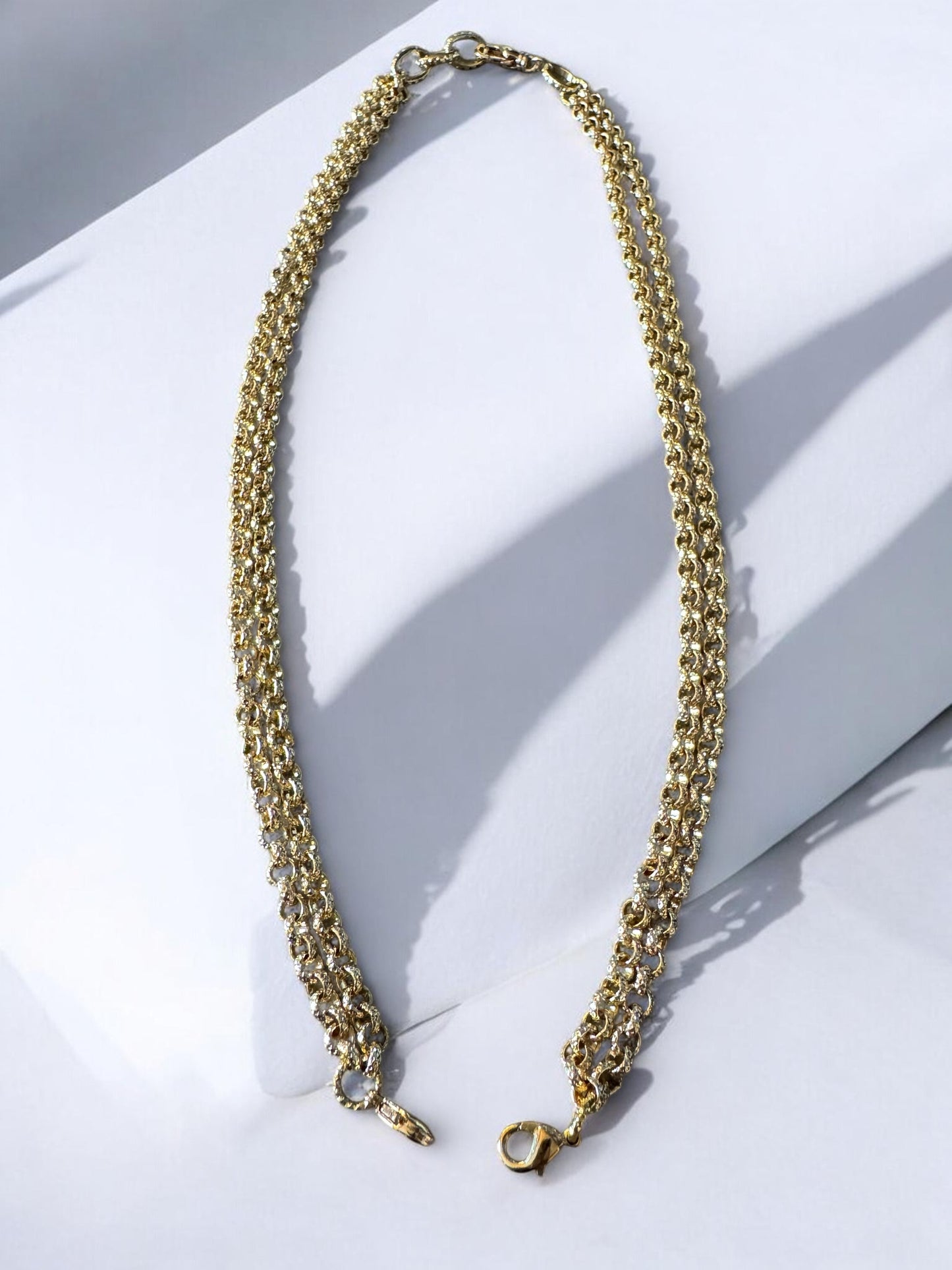 Chaine Métamorphose double rang maille Jaseron martelée