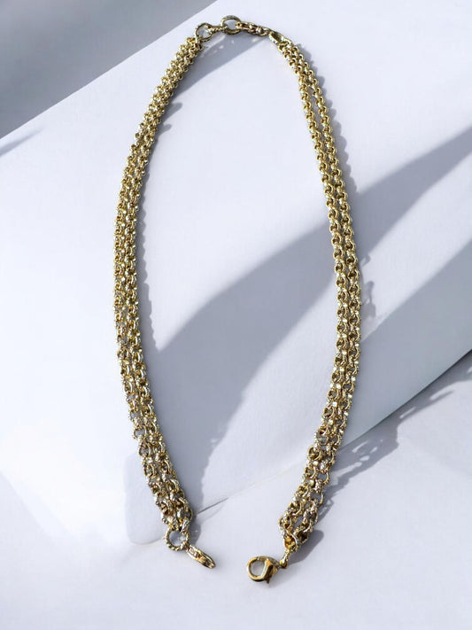 Chaine Métamorphose double rang maille Jaseron martelée