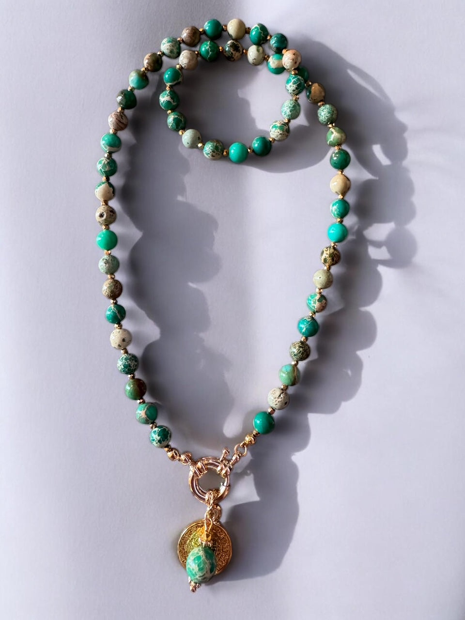 Collier Athena en Jaspe impérial vert Émeraude