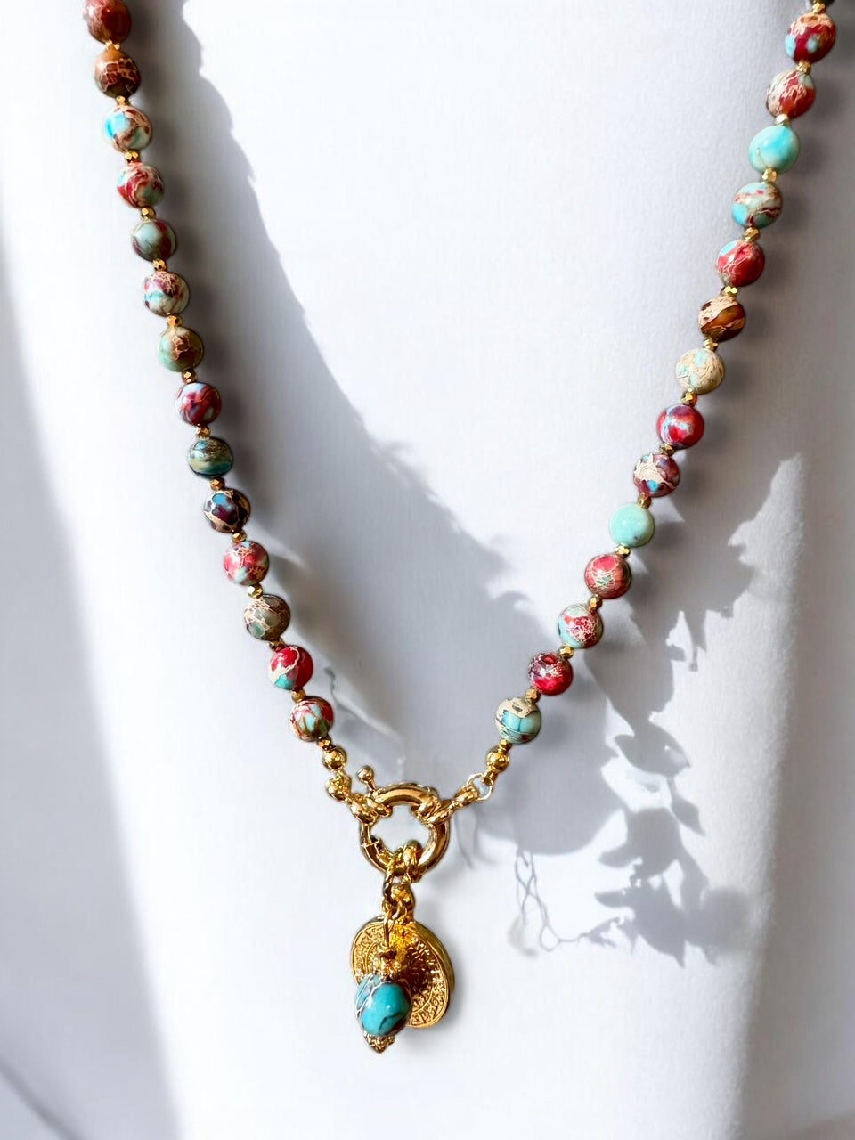Collier Athena en Jaspe impérial rouge bleu