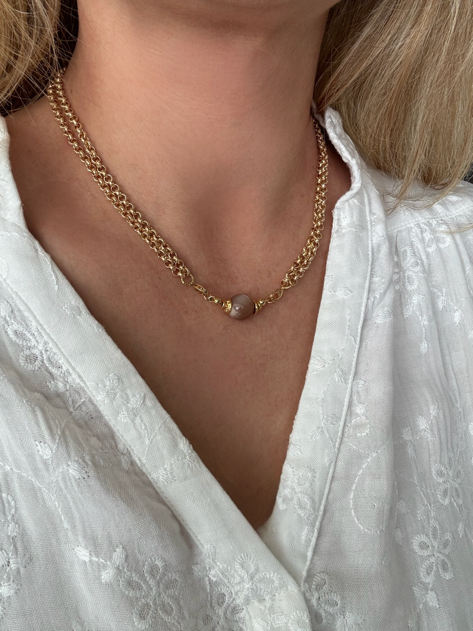 Chaine Métamorphose double rang maille Jaseron martelée