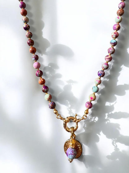 Collier Athena en Jaspe impérial violet