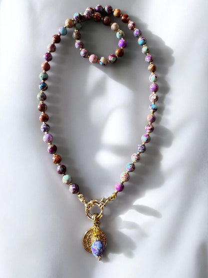 Collier Athena en Jaspe impérial violet