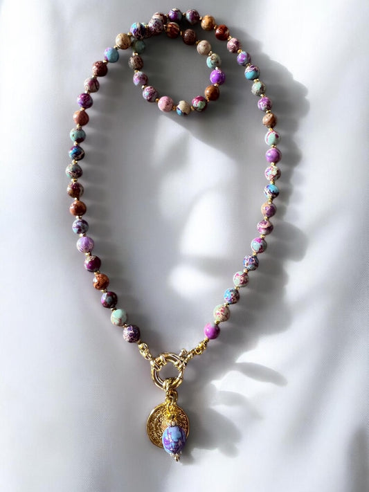 Collier Athena en Jaspe impérial violet