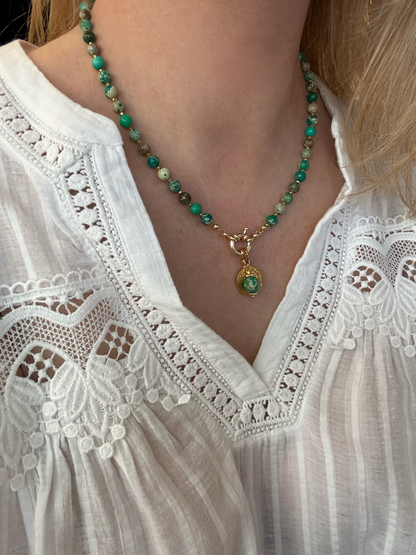 Collier Athena en Jaspe impérial vert Émeraude