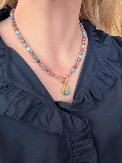 Collier Athena en Jaspe impérial rouge bleu