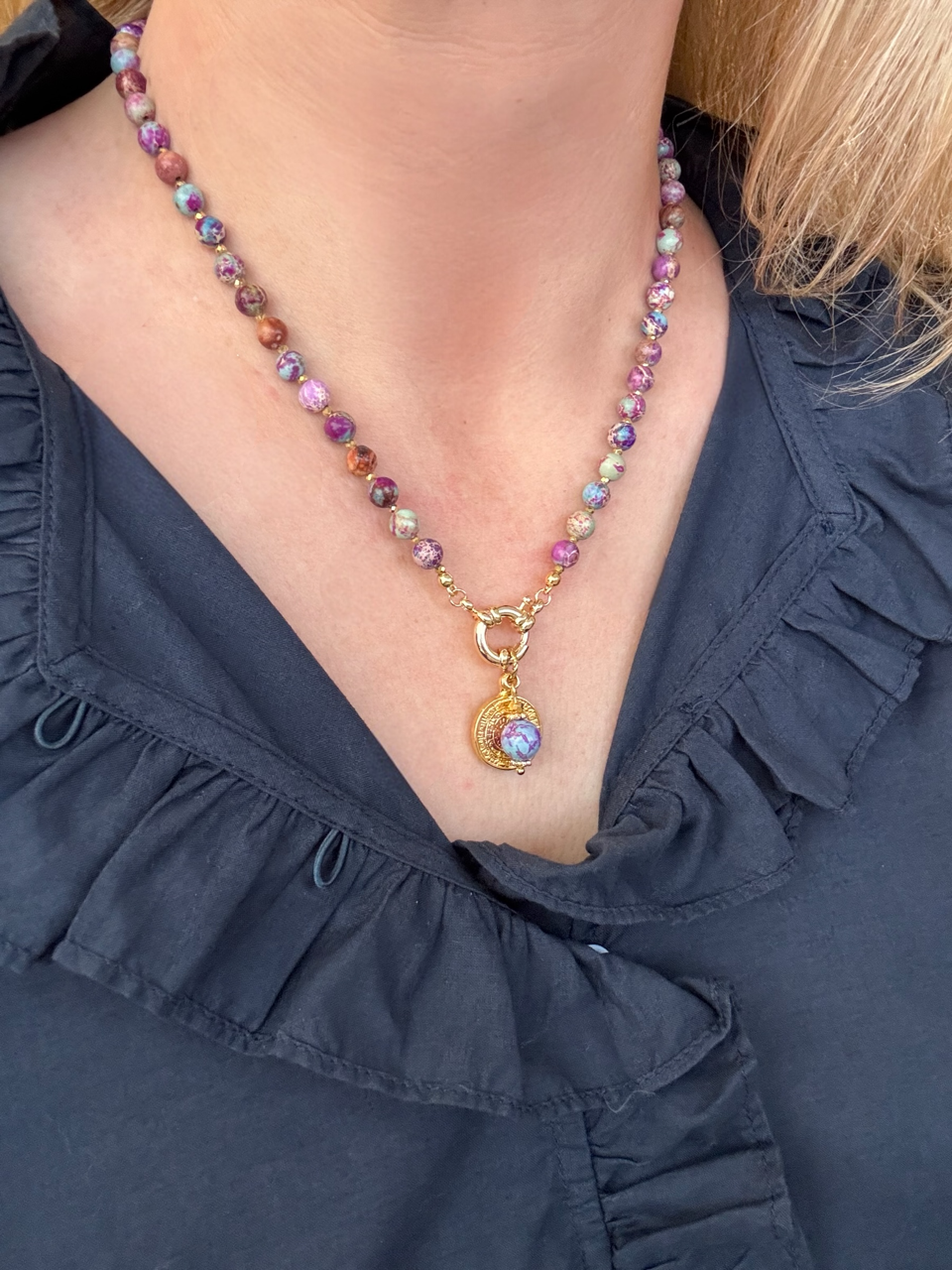 Collier Athena en Jaspe impérial violet
